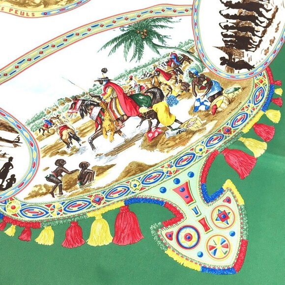 HERMES Carre90 Carre 90 CAVALIERS PEULS Poole jockey Scarf silk Green - Picture 12 of 14